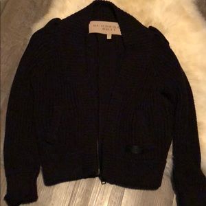Burberry Black Women's heavy knit zip cardigan Sweater